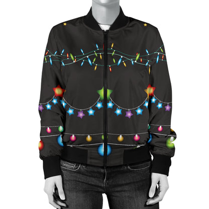 Christmas Light Pattern Print Design 01 Women's Bomber Jacket