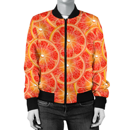 Grapefruit Pattern Print Design GF06 Women Bomber Jacket