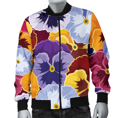 Pansy Pattern Print Design PS01 Men Bomber Jacket
