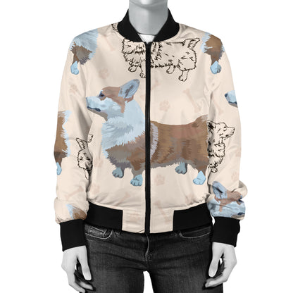 Pembroke Welsh Corgis Pattern Print Design A03 Women's Bomber Jacket