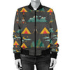 Camping Tent Pattern Print Design 03 Women's Bomber Jacket