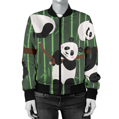 Panda Pattern Print Design A04 Women's Bomber Jacket