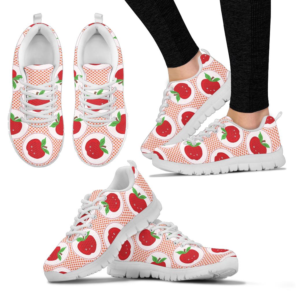 Apple Pattern Print Design AP08 Sneakers White Bottom Shoes