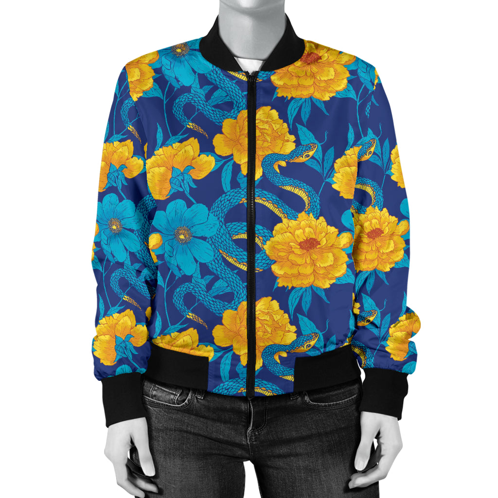 Boa Pattern Print Design 01 Women's Bomber Jacket