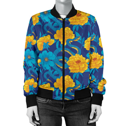 Boa Pattern Print Design 01 Women's Bomber Jacket