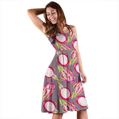 Dragonfruit Pattern Print Design DF03 Midi Dress