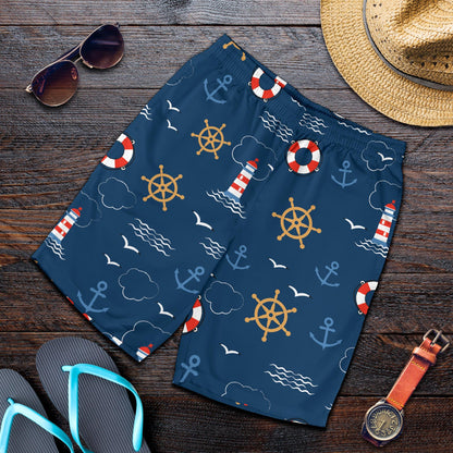 Nautical Pattern Print Design A06 Mens Shorts