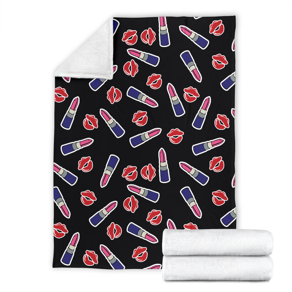 Lipstick Pattern Print Design LT01 Fleece Blanket