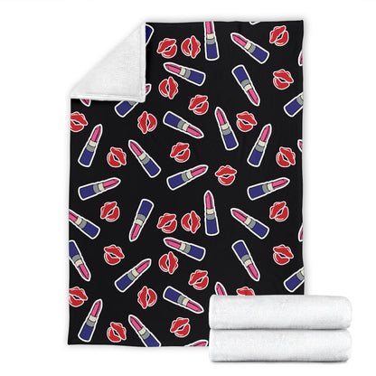 Lipstick Pattern Print Design LT01 Fleece Blanket