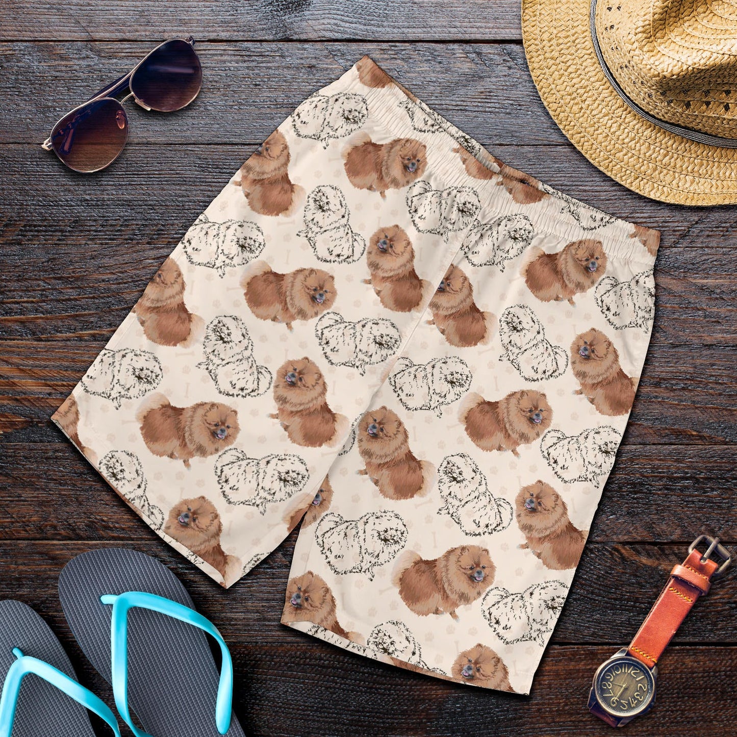 Pomeranians Pattern Print Design A01 Mens Shorts