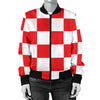 Checkered Red Pattern Print Design 04 Women's Bomber Jacket