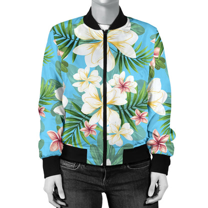 Plumeria Pattern Print Design PM028 Women Bomber Jacket