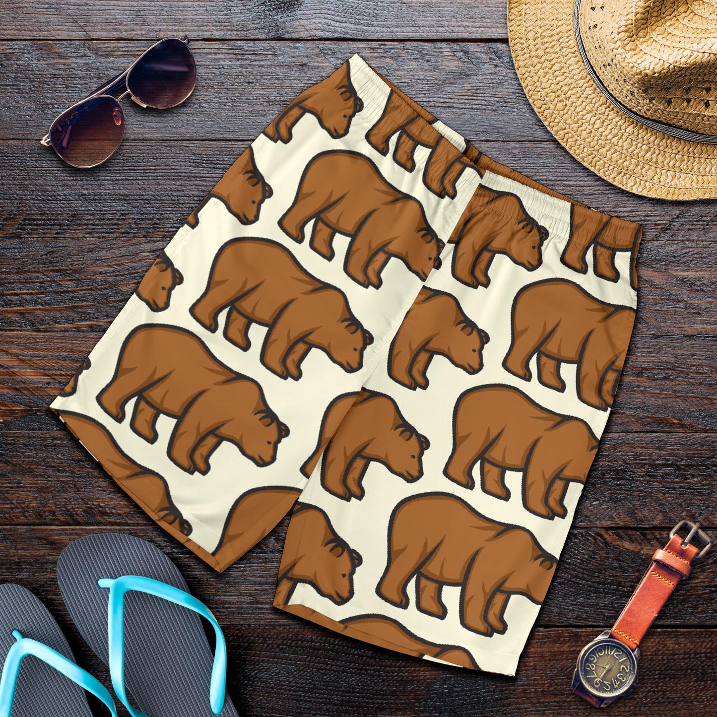 Bear Pattern Print Design BE05 Mens Shorts