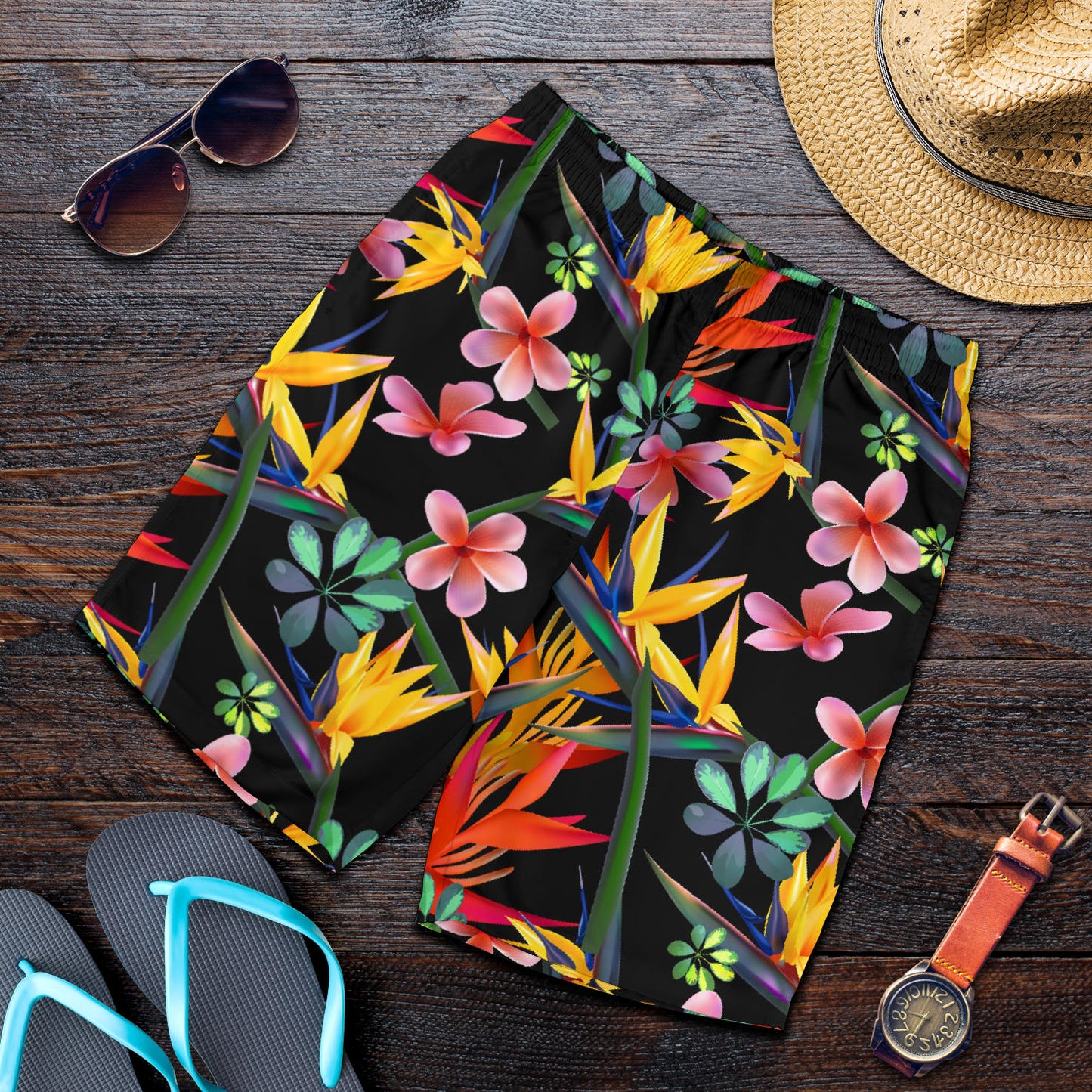 Tropical Flower Pattern Print Design TF015 Mens Shorts