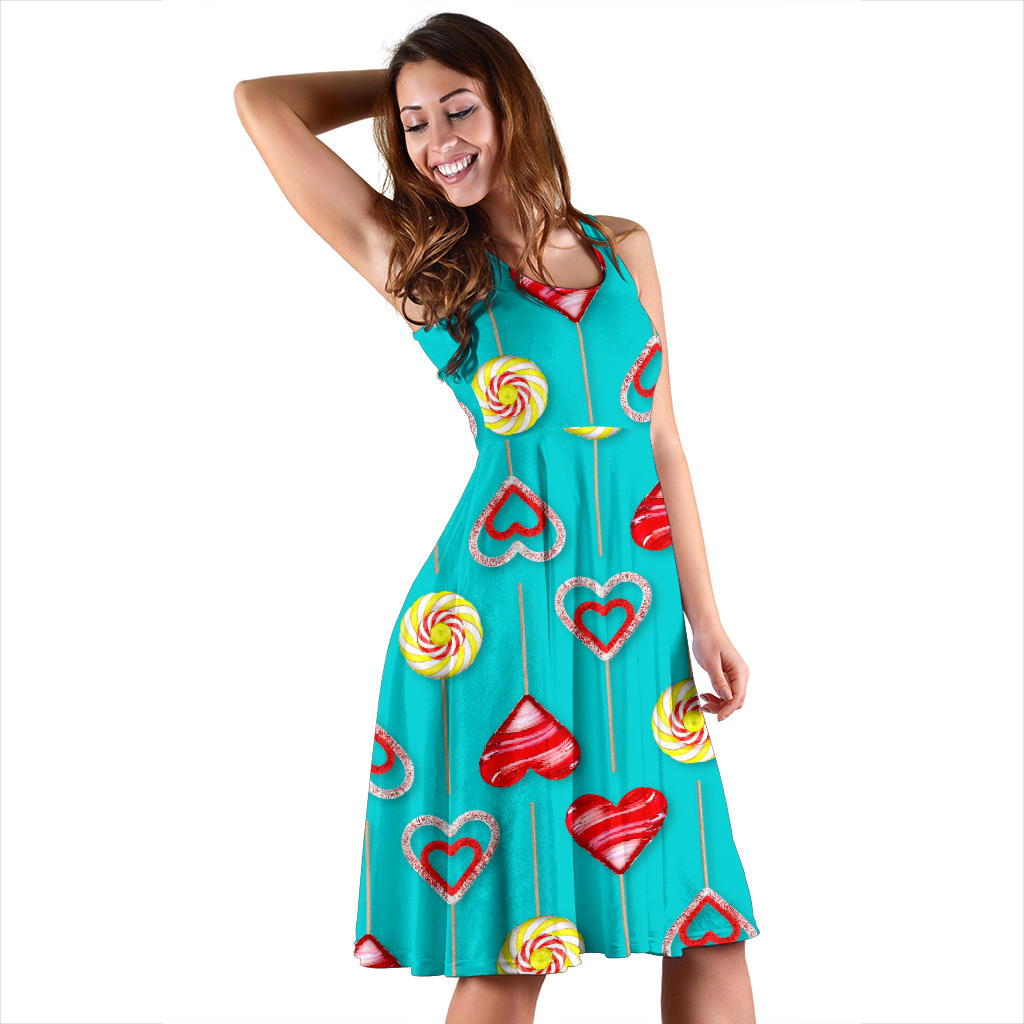 Lollipop Pattern Print Design LL06 Midi Dress