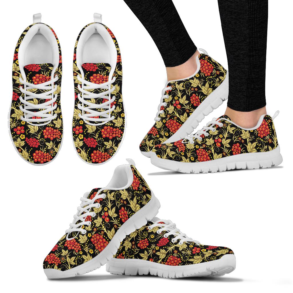 Cranberry Pattern Print Design CB02 Sneakers White Bottom Shoes
