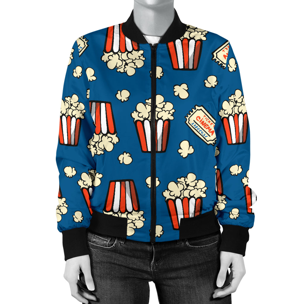 Popcorn Pattern Print Design A03 Women's Bomber Jacket