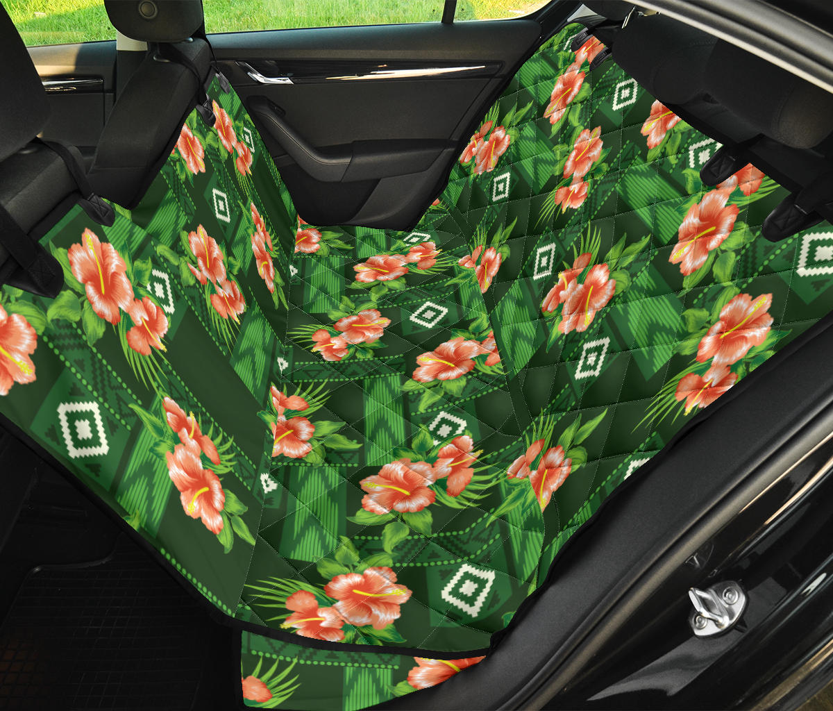 Hibiscus Pattern Print Design HB05 Rear Dog  Seat Cover