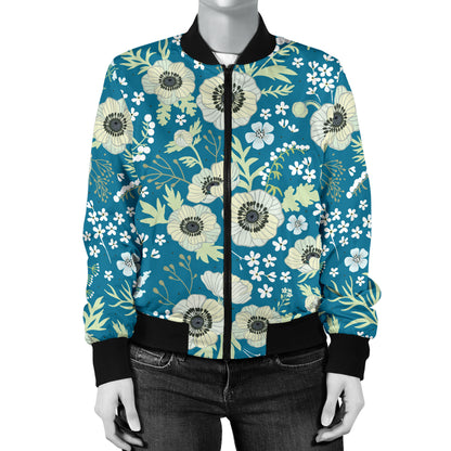 Anemone Pattern Print Design 01 Women's Bomber Jacket