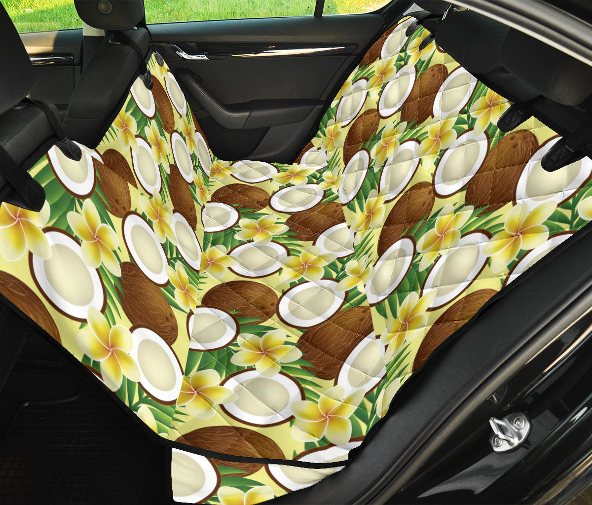 Coconut Pattern Print Design CN02 Rear Dog  Seat Cover