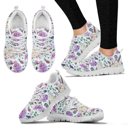 Lilac Pattern Print Design LI06 Sneakers White Bottom Shoes