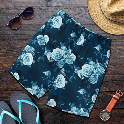 Rose Blue Pattern Print Design RO014 Mens Shorts