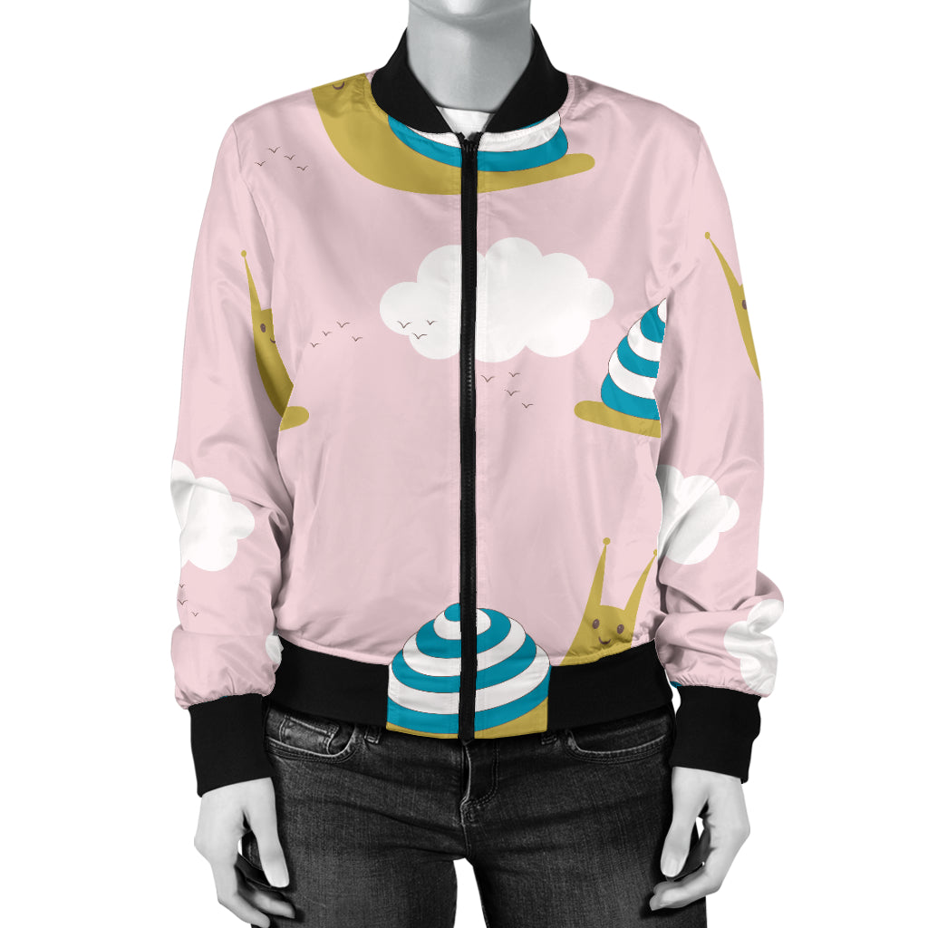 Snail Pattern Print Design 02 Women's Bomber Jacket