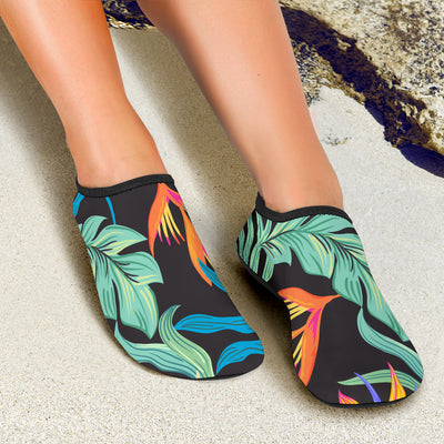 Tropical Palm Leaves Hawaiian Flower Aqua Water Shoes