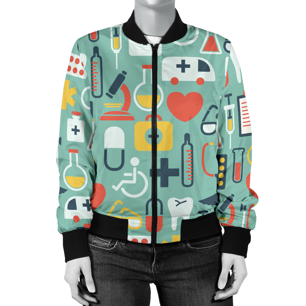 Medical Pattern Print Design 02 Women's Bomber Jacket