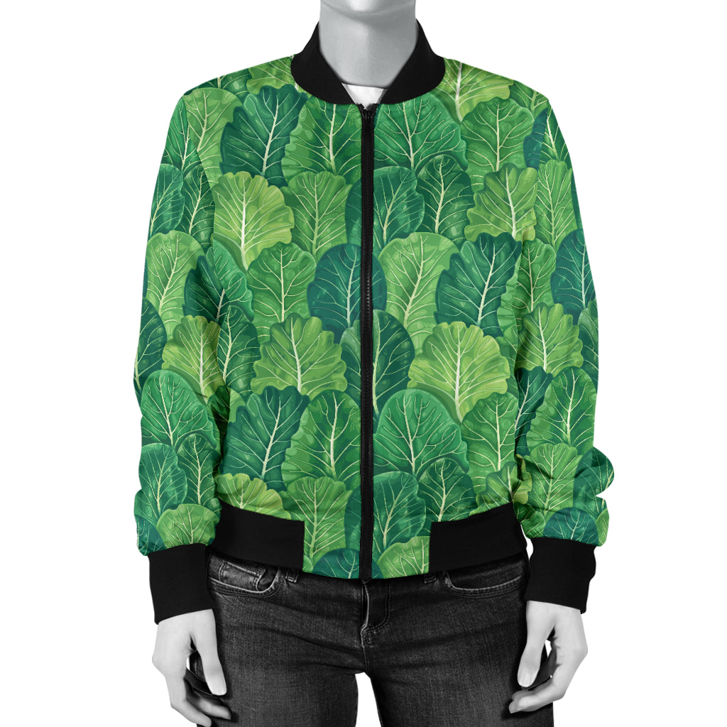 Cabbage Pattern Print Design 02 Women's Bomber Jacket