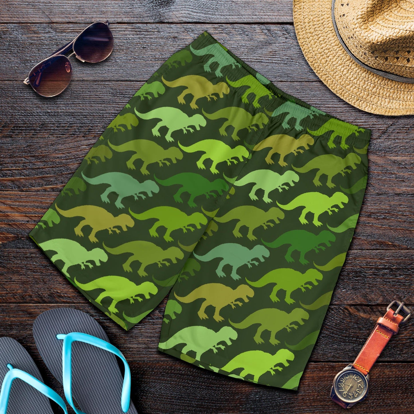 T Rex Pattern Print Design A03 Mens Shorts