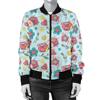 Crochet Pattern Print Design 01 Women's Bomber Jacket