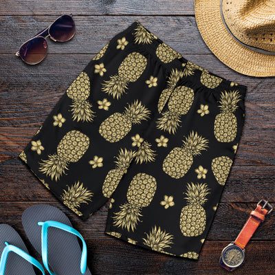 Gold Pineapple Hibiscus Mens Shorts