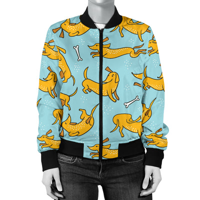 Dachshund Pattern Print Design 08 Women's Bomber Jacket