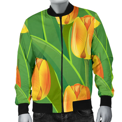 Tulip Orange Pattern Print Design TP07 Men Bomber Jacket