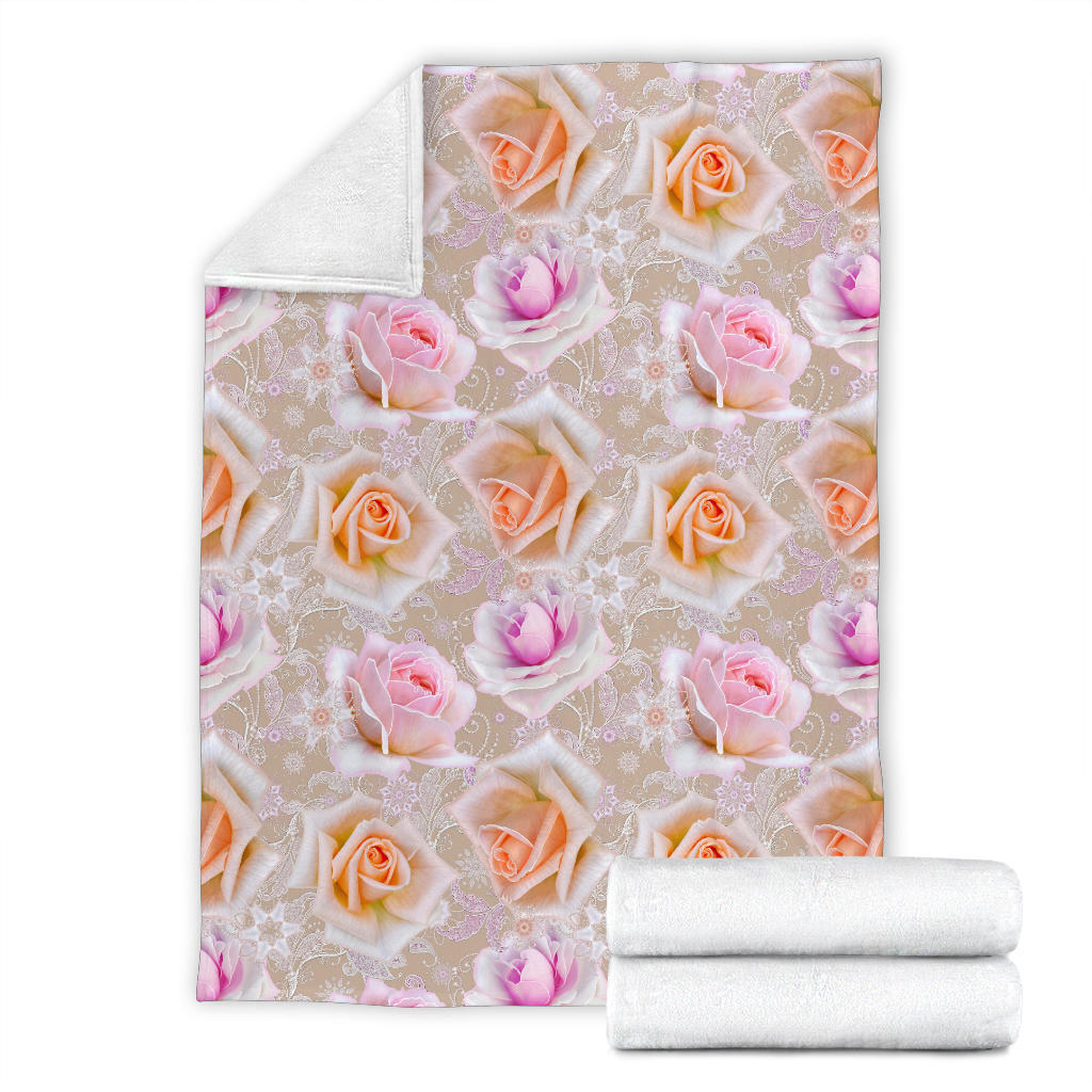 Rose Pattern Print Design RO011 Fleece Blanket