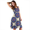 lotus Boho Pattern Print Design LO08 Midi Dress