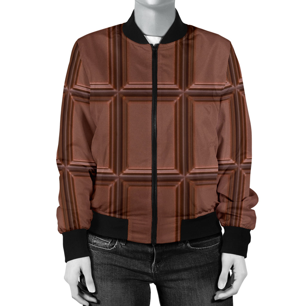 Chocolate Pattern Print Design 03 Women's Bomber Jacket