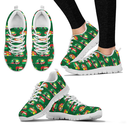 Camper Camping Christmas Themed Print Sneakers White Bottom Shoes