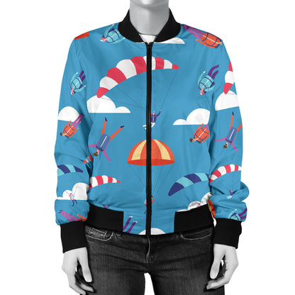 Skydiving Pattern Print Design 03 Women's Bomber Jacket