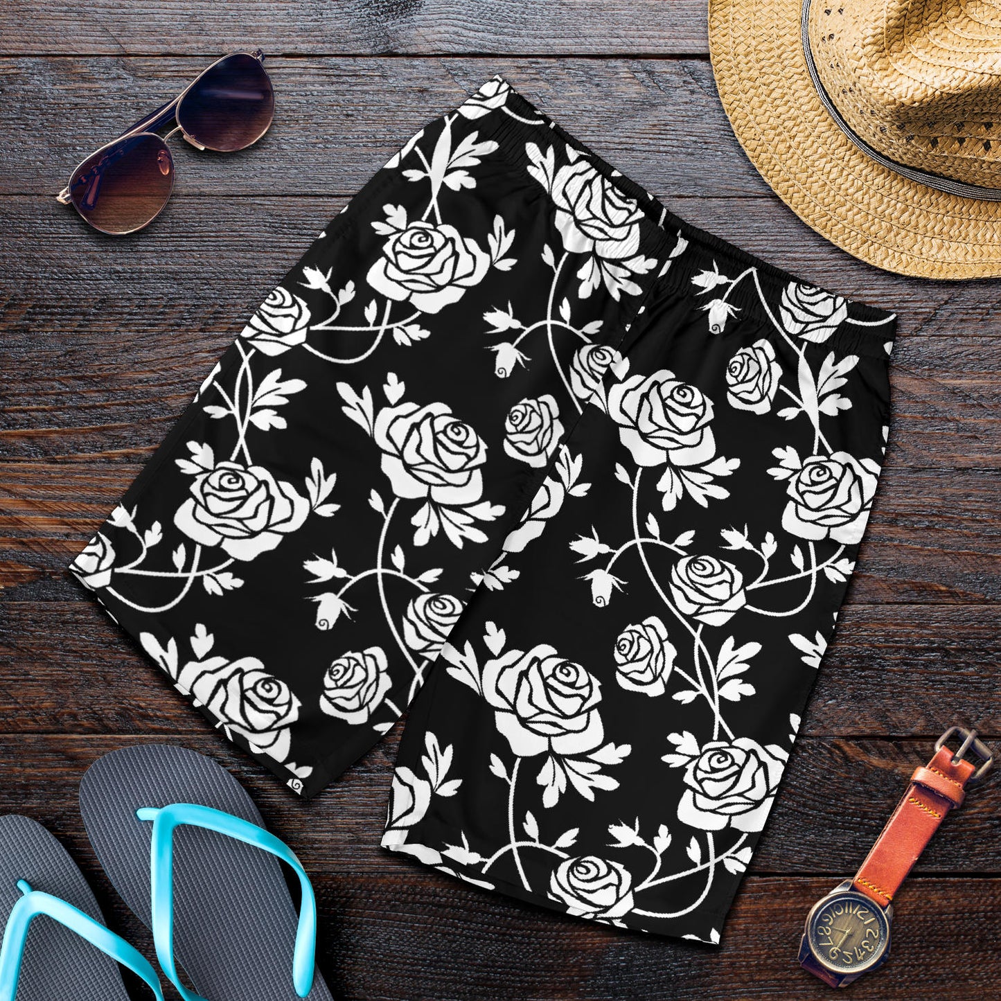 Rose Pattern Print Design RO013 Mens Shorts