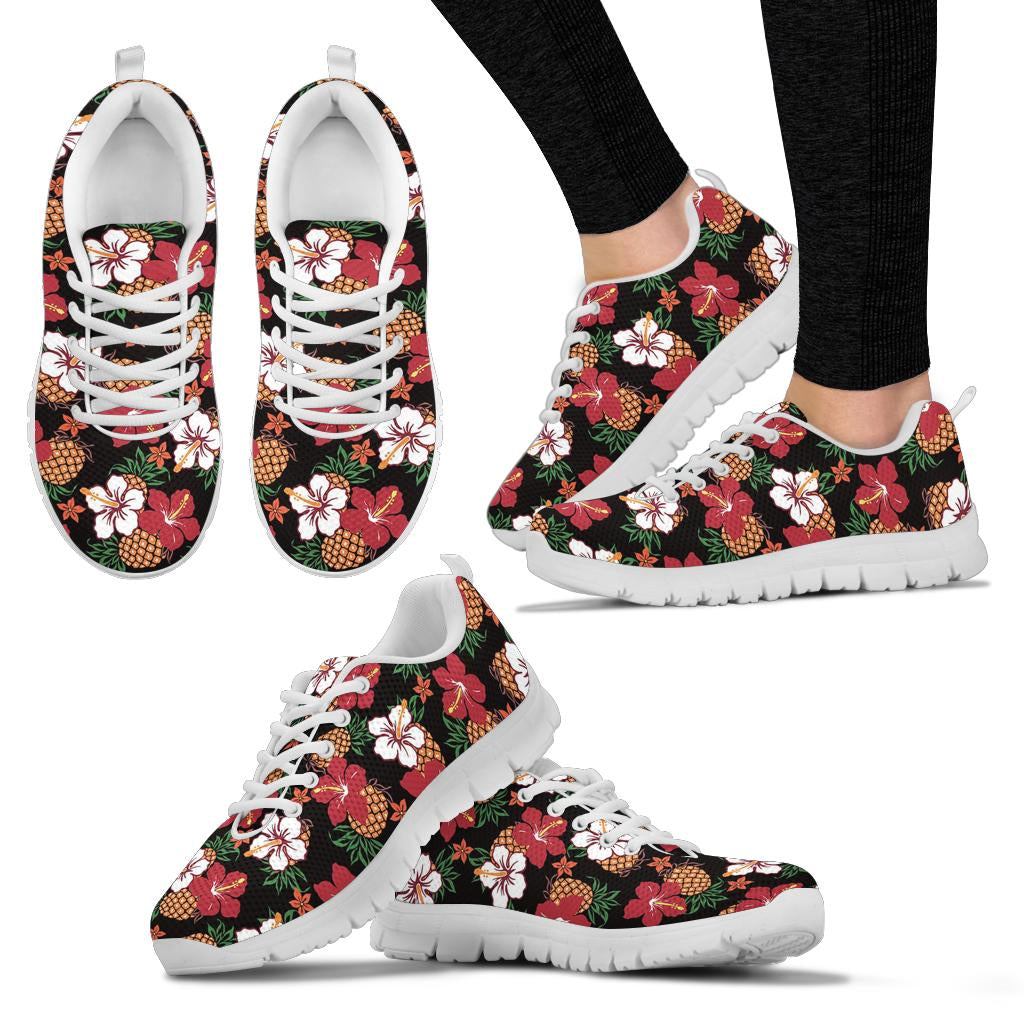 Hawaiian Themed Pattern Print Design H013 Sneakers White Bottom Shoes