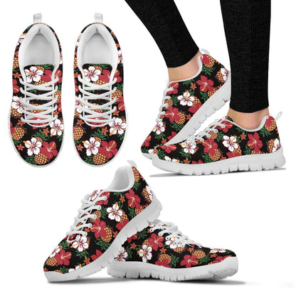 Hawaiian Themed Pattern Print Design H013 Sneakers White Bottom Shoes