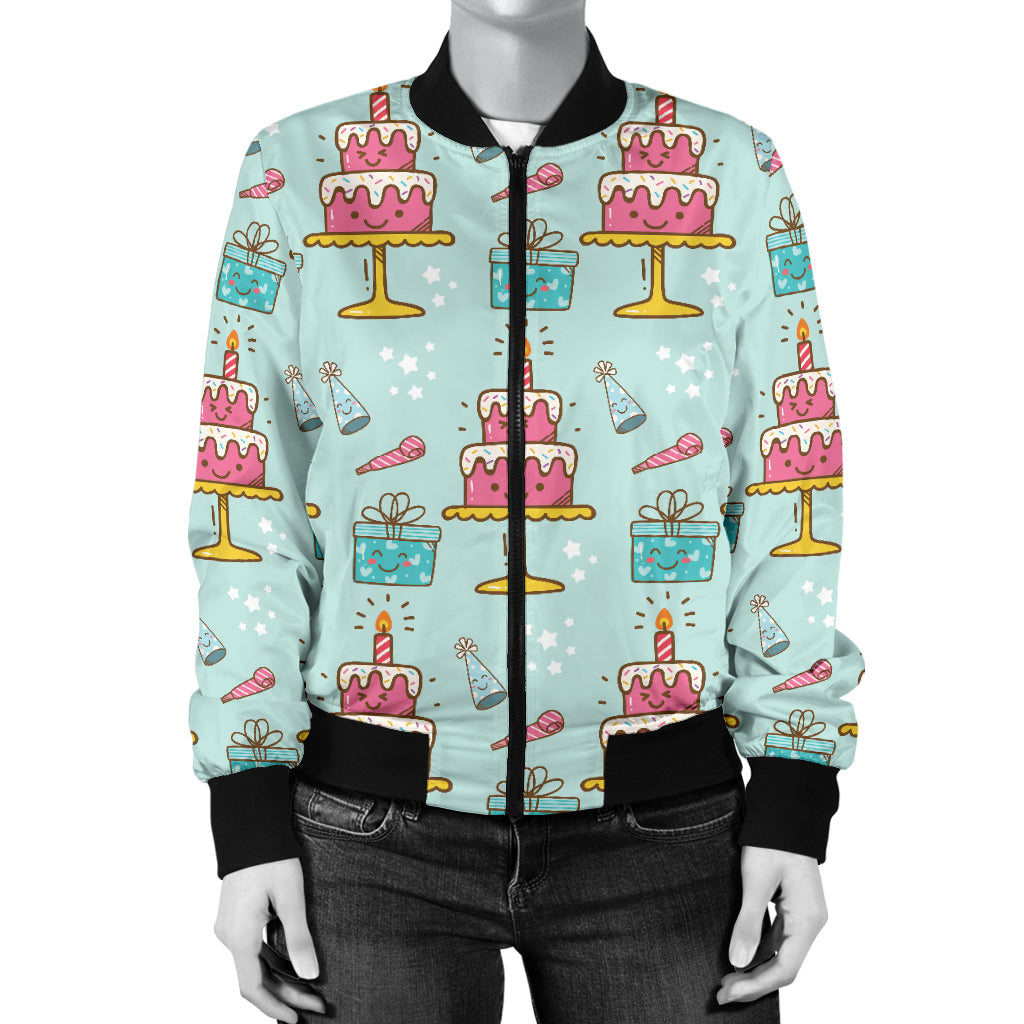 Cake Pattern Print Design 06 Women's Bomber Jacket