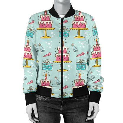 Cake Pattern Print Design 06 Women's Bomber Jacket