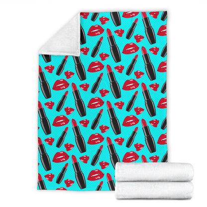 Lipstick Pattern Print Design LT02 Fleece Blanket