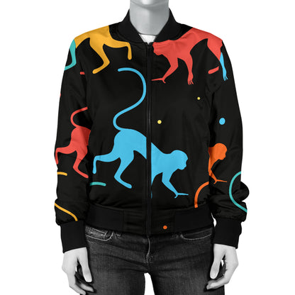 Monkey Pattern Print Design 01 Women's Bomber Jacket