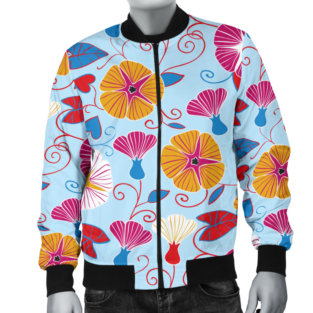 Morning Glory Pattern Print Design MG06 Men Bomber Jacket