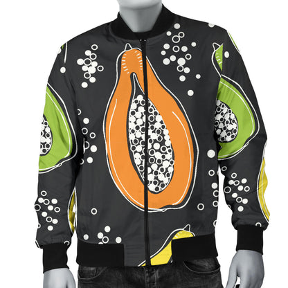 Papaya Pattern Print Design PP05 Men Bomber Jacket