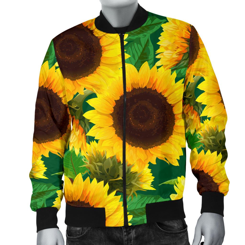 Sunflower Pattern Print Design SF02 Men Bomber Jacket